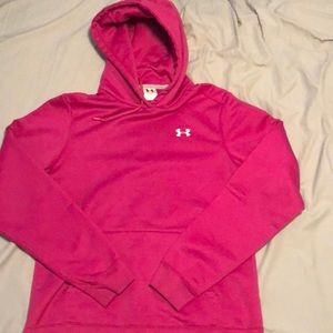 Under Armour hoodie, pink, size Medium.